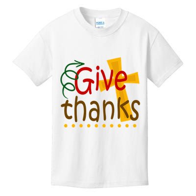 Give Thanks Cross Thanksgiving Kids T-Shirt