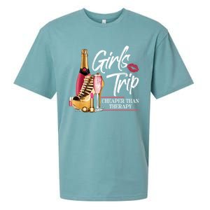 Girls Trip Cheaper Than A Therapy Funny Wine Party Funny Gift Sueded Cloud Jersey T-Shirt