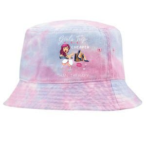 Girls Trip Cheaper Than A Therapy Funny Wine Party Gift Tie-Dyed Bucket Hat