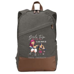 Girls Trip Cheaper Than A Therapy Funny Wine Party Gift Cotton Canvas Backpack