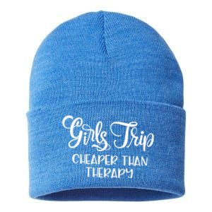 Girls Trip Cheapers Than Therapy Hello Summer Vacation Beach Cool Gift Sustainable Knit Beanie