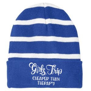 Girls Trip Cheapers Than Therapy Hello Summer Vacation Beach Cool Gift Striped Beanie with Solid Band