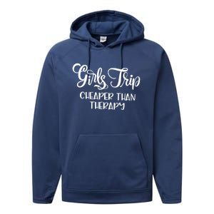 Girls Trip Cheapers Than Therapy Hello Summer Vacation Beach Cool Gift Performance Fleece Hoodie