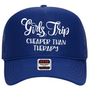 Girls Trip Cheapers Than Therapy Hello Summer Vacation Beach Cool Gift High Crown Mesh Back Trucker Hat