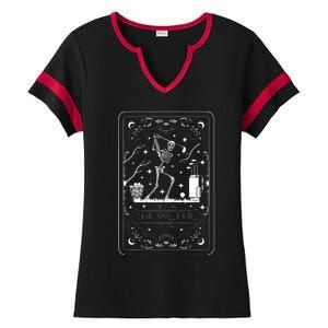 Golfer Tarot Card Celestial Skeleton Golf Player Golfing Ladies Halftime Notch Neck Tee