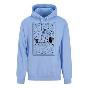 Golfer Tarot Card Celestial Skeleton Golf Player Golfing Unisex Surf Hoodie