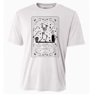 Golfer Tarot Card Celestial Skeleton Golf Player Golfing Cooling Performance Crew T-Shirt