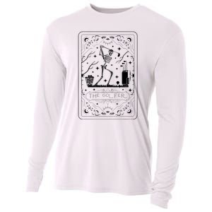 Golfer Tarot Card Celestial Skeleton Golf Player Golfing Cooling Performance Long Sleeve Crew