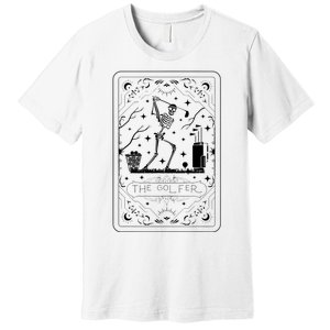 Golfer Tarot Card Celestial Skeleton Golf Player Golfing Premium T-Shirt