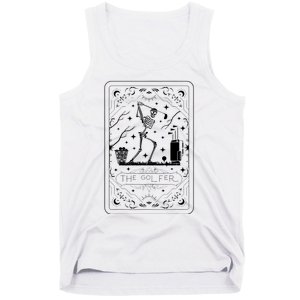 Golfer Tarot Card Celestial Skeleton Golf Player Golfing Tank Top