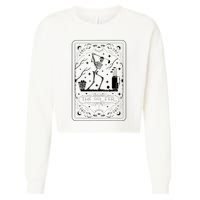 Golfer Tarot Card Celestial Skeleton Golf Player Golfing Cropped Pullover Crew