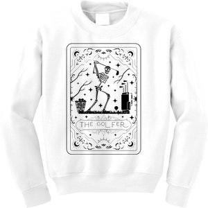 Golfer Tarot Card Celestial Skeleton Golf Player Golfing Kids Sweatshirt