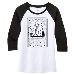 Golfer Tarot Card Celestial Skeleton Golf Player Golfing Women's Tri-Blend 3/4-Sleeve Raglan Shirt