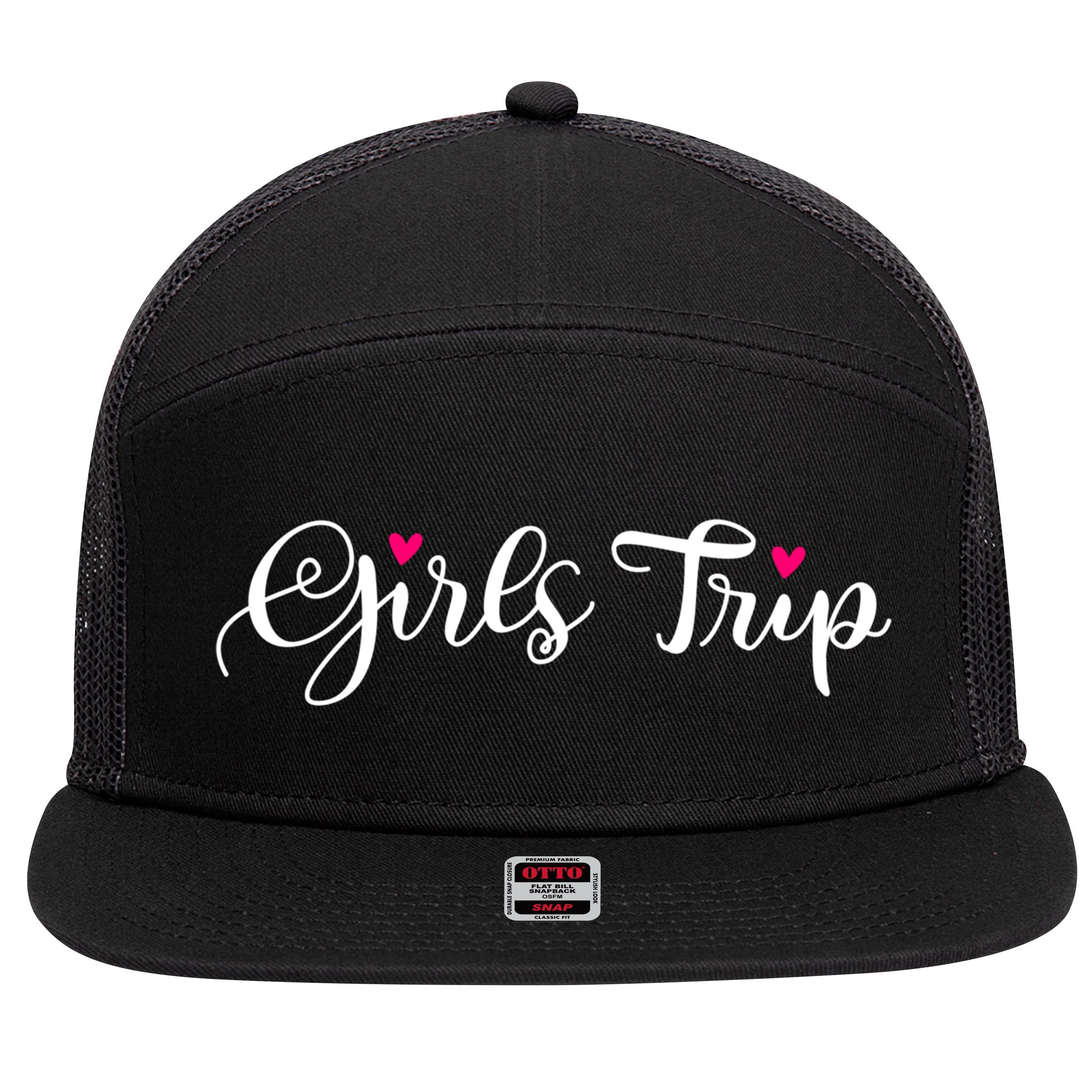 Girls Trip Cute Matching Getaway Vacation Gift Girls Weekend Gift 7 Panel Mesh Trucker Snapback Hat
