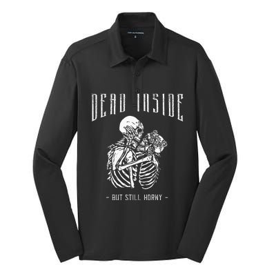 Gothic Tarot Card The Skelleton Lovers Dead Inside Creepy Silk Touch Performance Long Sleeve Polo