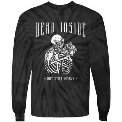 Gothic Tarot Card The Skelleton Lovers Dead Inside Creepy Tie-Dye Long Sleeve Shirt