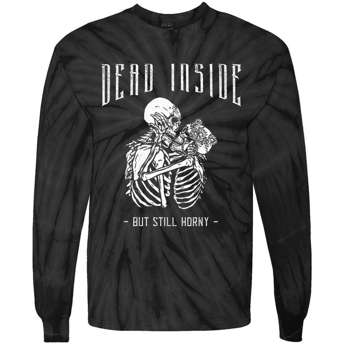 Gothic Tarot Card The Skelleton Lovers Dead Inside Creepy Tie-Dye Long Sleeve Shirt