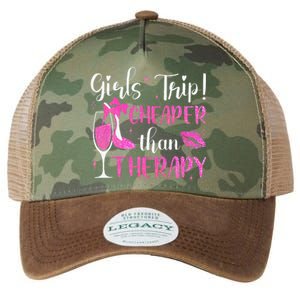 Girl Trip Cheaper Than A Therapy Funny Weekend Wine Party Legacy Tie Dye Trucker Hat