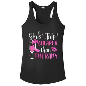 Girl Trip Cheaper Than A Therapy Funny Weekend Wine Party Ladies PosiCharge Competitor Racerback Tank