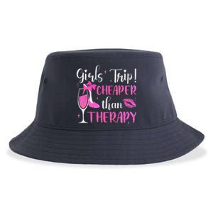 Girl Trip Cheaper Than A Therapy Funny Weekend Wine Party Sustainable Bucket Hat