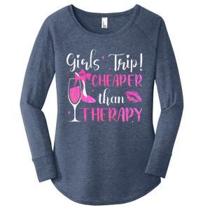 Girl Trip Cheaper Than A Therapy Funny Weekend Wine Party Women's Perfect Tri Tunic Long Sleeve Shirt