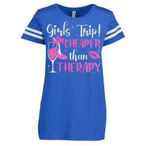 Girl Trip Cheaper Than A Therapy Funny Weekend Wine Party Enza Ladies Jersey Football T-Shirt