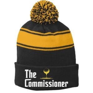 Golfer The Commissioner Golf League Stripe Pom Pom Beanie