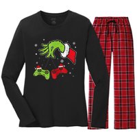 Gaming Teen Christmas Matching Pajamas Funny Gamer Women's Long Sleeve Flannel Pajama Set 