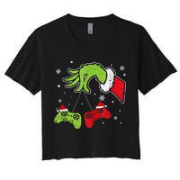 Gaming Teen Christmas Matching Pajamas Funny Gamer Women's Crop Top Tee