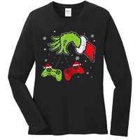 Gaming Teen Christmas Matching Pajamas Funny Gamer Ladies Long Sleeve Shirt