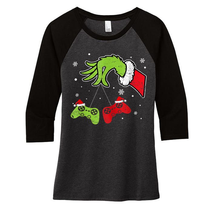 Gaming Teen Christmas Matching Pajamas Funny Gamer Women's Tri-Blend 3/4-Sleeve Raglan Shirt