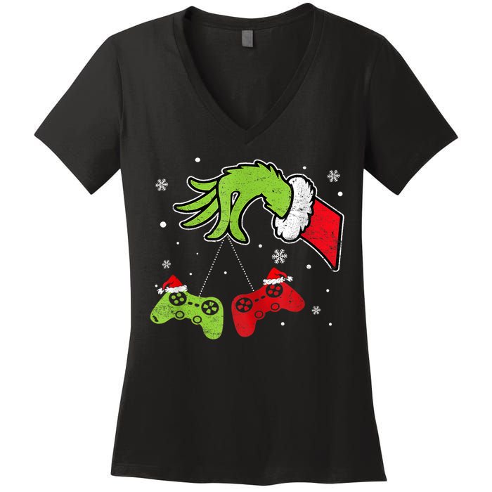 Gaming Teen Christmas Matching Pajamas Funny Gamer Women's V-Neck T-Shirt