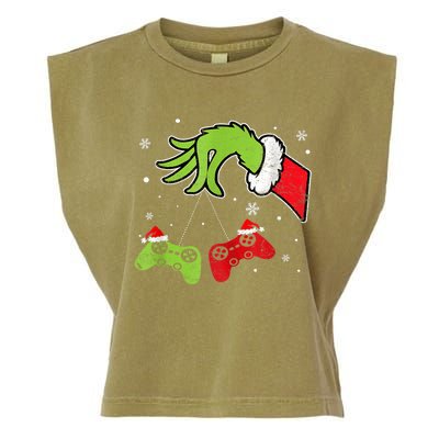 Gaming Teen Christmas Matching Pajamas Funny Gamer Garment-Dyed Women's Muscle Tee