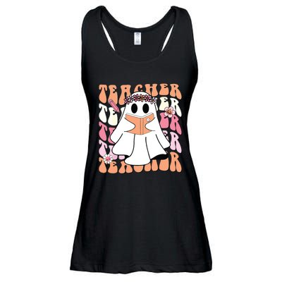 Groovy Teacher Cute Ghost Teaching Halloween Spooky Season Ladies Essential Flowy Tank