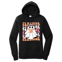 Groovy Teacher Cute Ghost Teaching Halloween Spooky Season Women's Pullover Hoodie