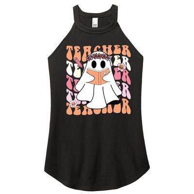 Groovy Teacher Cute Ghost Teaching Halloween Spooky Season Women's Perfect Tri Rocker Tank