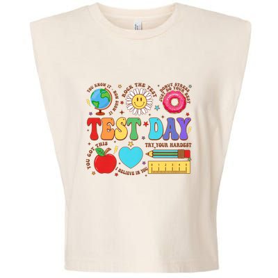 Groovy Testing Day Motivational Quotes Students Teachers Garment-Dyed Women's Muscle Tee