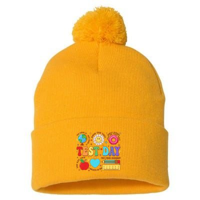 Groovy Testing Day Motivational Quotes Students Teachers Pom Pom 12in Knit Beanie