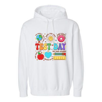 Groovy Testing Day Motivational Quotes Students Teachers Garment-Dyed Fleece Hoodie