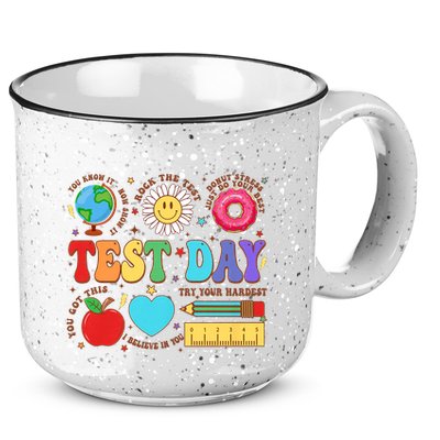 Groovy Testing Day Motivational Quotes Students Teachers 15oz Campfire Ceramic Mug