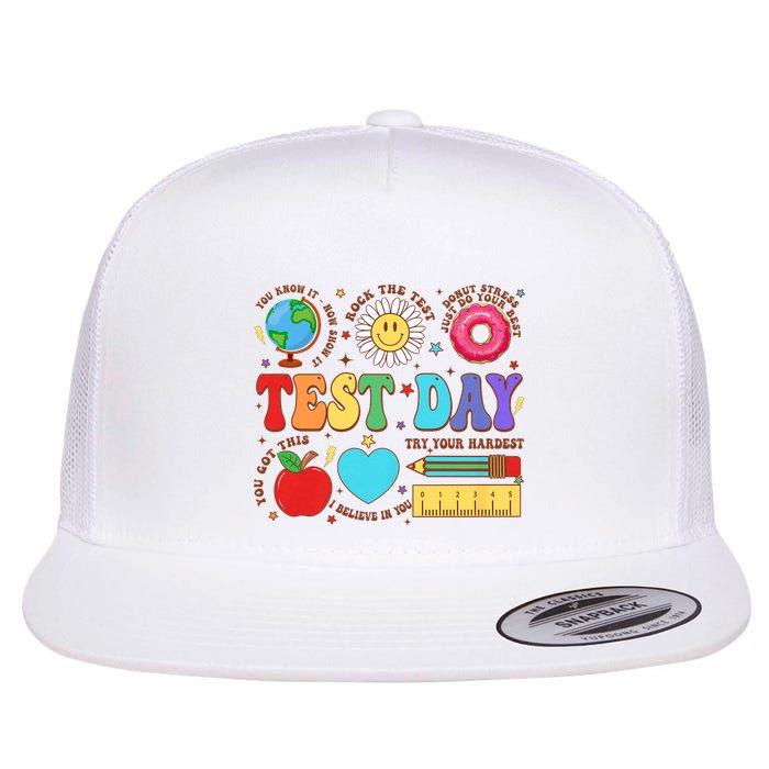 Groovy Testing Day Motivational Quotes Students Teachers Flat Bill Trucker Hat