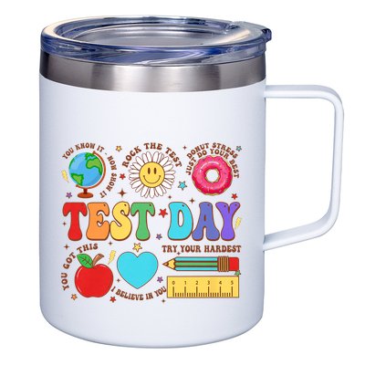 Groovy Testing Day Motivational Quotes Students Teachers 12oz Stainless Steel Coffee Mug