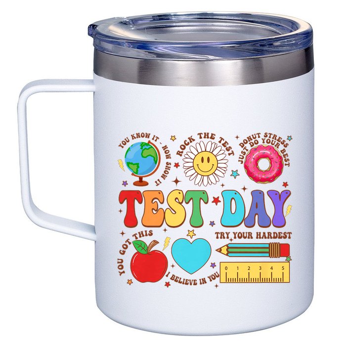 Groovy Testing Day Motivational Quotes Students Teachers 12oz Stainless Steel Coffee Mug