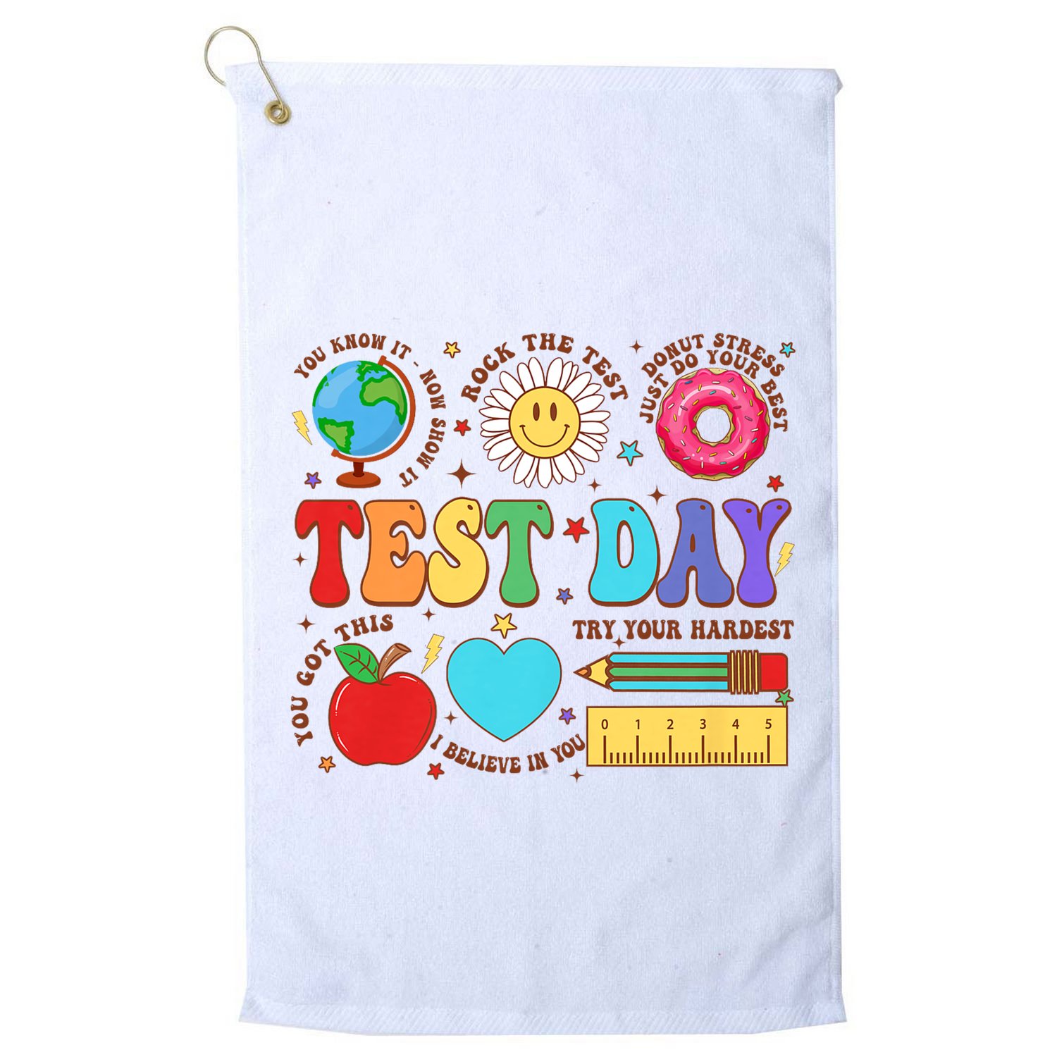 Groovy Testing Day Motivational Quotes Students Teachers Golf Towel