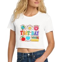 Groovy Testing Day Motivational Quotes Students Teachers Women's Crop Top Tee
