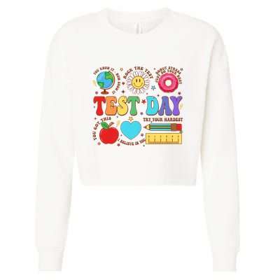Groovy Testing Day Motivational Quotes Students Teachers Cropped Pullover Crew