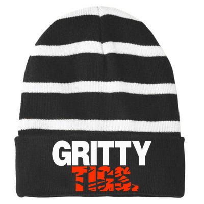 Gritty Tigs Detroit Baseball Striped Beanie with Solid Band