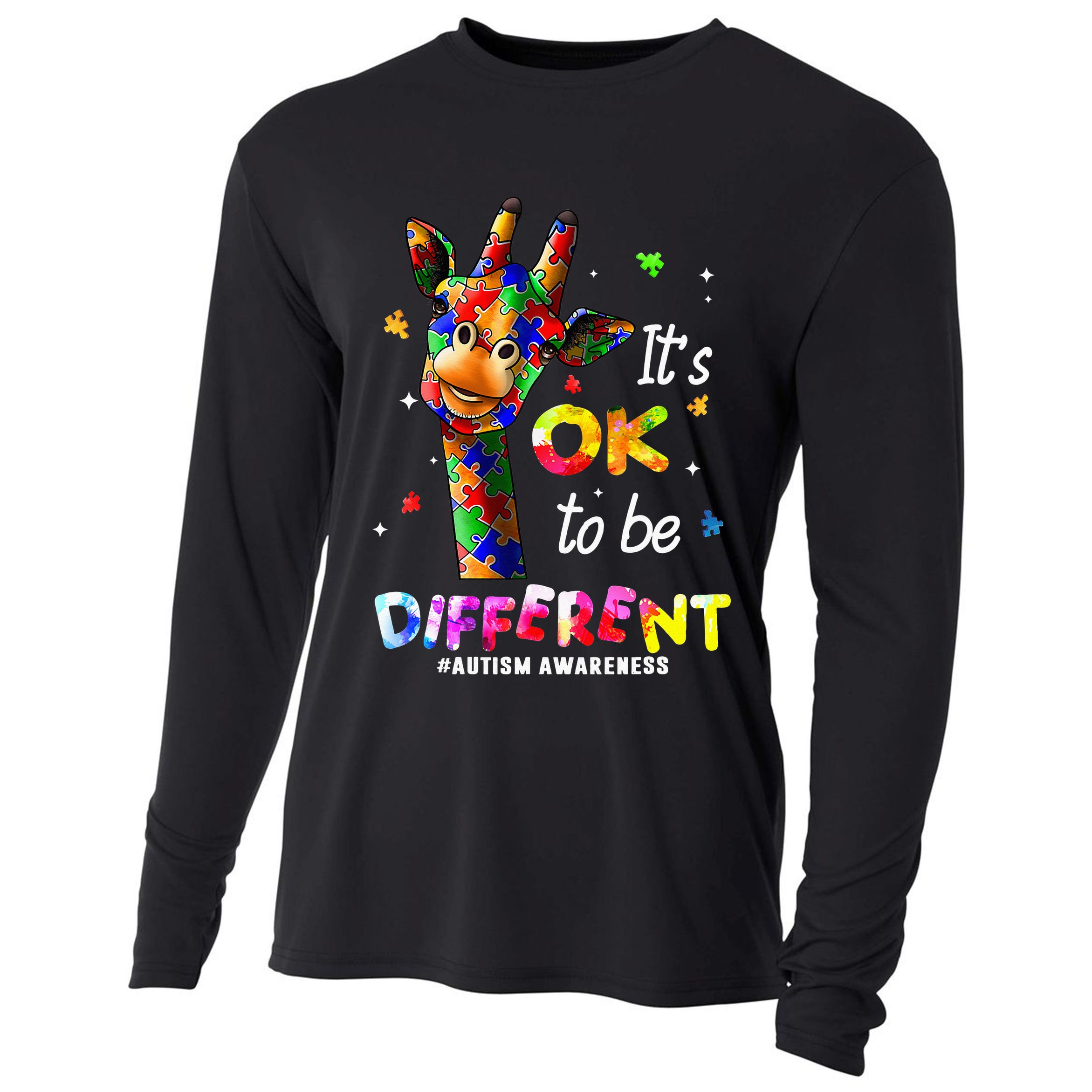 Giraffe Tie Dye Autism Awareness Autism Cooling Performance Long Sleeve Crew