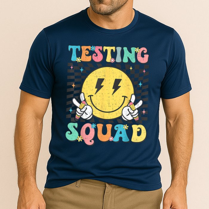 Groovy Test Day Testing Squad Motivation Teacher Student Cooling Performance Crew T-Shirt