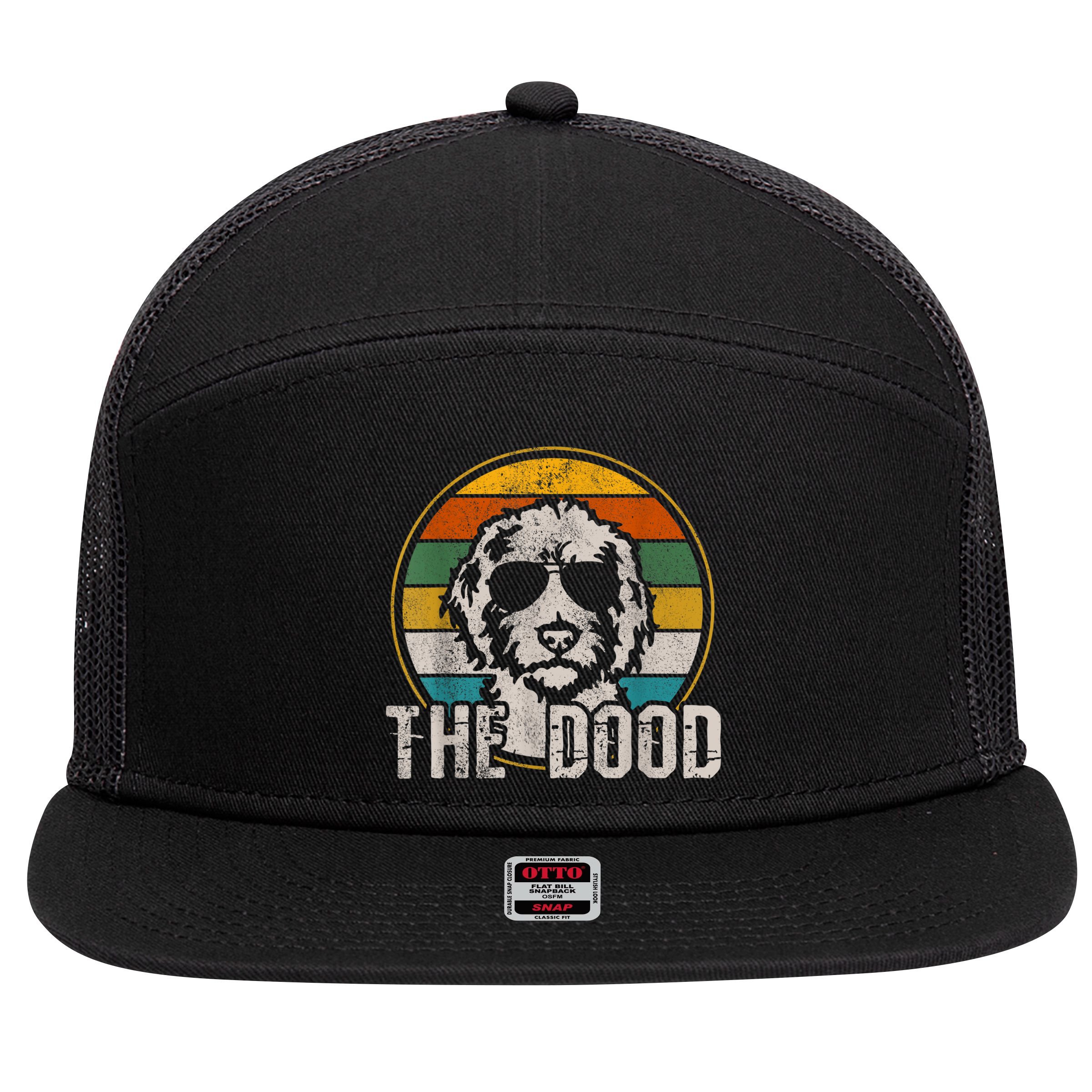 Goldendoodle The Dood Vintage Retro Dog 7 Panel Mesh Trucker Snapback Hat